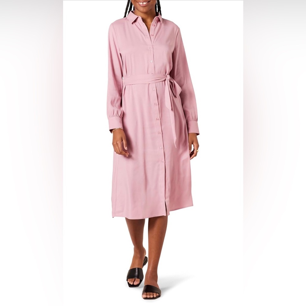 Amazon Essentials Women's Georgette Long Sleeve Midi Length Shirt Dress